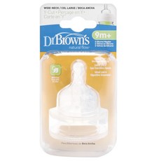 Dr.Brown's 布朗博士 矽膠Y字孔寬口徑奶瓶奶嘴, 2入, 9個月以上