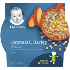 Gerber 燕麥片和大麥穀物罐裝兒童食品 128g, 1個, 桃