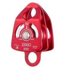 英國ISC 小型雙滑輪 適用於13mm繩索 紅色 高強度耐用 攀登救援必備