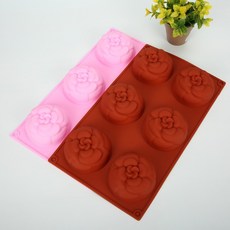食品級矽膠 6連牡丹花矽膠模具 手工皂模 石膏模 香薰模 冰塊模 現貨, 詳見包裝
