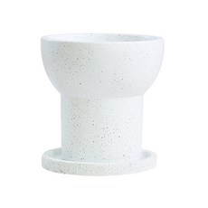 白色噴點水泥盆 - 簡約風格水泥花盆，附托盤，適用於多種室內植物, 白色