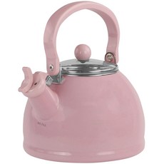 素色琺瑯笛音煮水壺, 粉色的, 2.1L