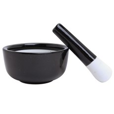 HIC 陶瓷圓形研磨缽+研磨棒組 黑色, 1個