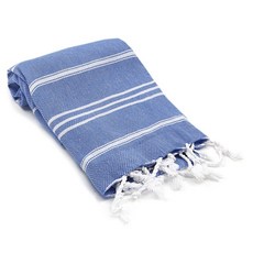 OLIVE&LINEN 博德魯姆土耳其手工廚房毛巾 101.6 x 61 x 0.3 cm, 1個, 寶藍色
