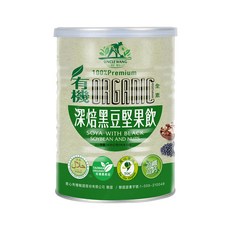 禾園生技 旺伯有機-新包裝 有機深焙黑豆堅果飲(420g/罐) - 有機黑豆 高纖高鈣 無添加, 420ml