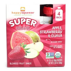 happy squeeze 水果泥 90g, 蘋果草莓芭樂口味, 4包