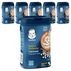Gerber 嘉寶 DHA&Probiotic穀物麥片粉 227g, 麥片口味, 227克, 6瓶