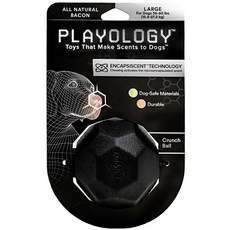 PLAYOLOGY 寵物狗用培根味多邊形球玩具 L號 15.9~27.2kg, 1個, 黑色的