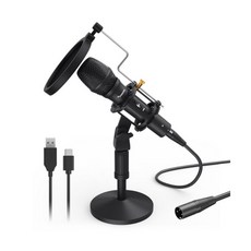 Maono 雙模動圈麥克風 USB/XLR雙模式 心型指向 含防噴罩與支架, HD300T