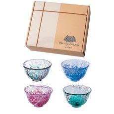 金益合 日本津輕手工清酒杯4入禮盒組，精美日式玻璃清酒杯套裝，送禮自用皆宜, 詳見包裝, 1套