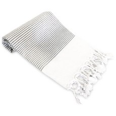 OLIVE&LINEN 迷你條紋 Didyma 土耳其手廚房毛巾廚房毛巾 82 x 41 x 0.26 cm, 1個, 灰色的