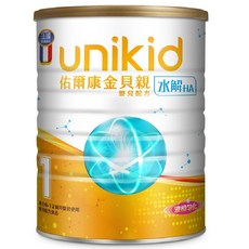 unikid 佑爾康 金貝親水解嬰兒配方 1號, 850g, 1罐