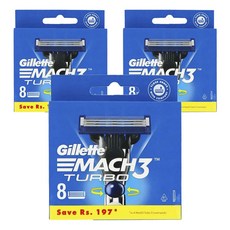 Gillette 吉列 Mach3 Turbo刮鬍刀3層刀片, 3個, 8件