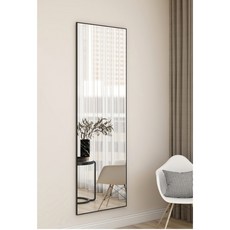 全身鏡有邊框 門後掛鏡 免打孔 掛門鏡子掛牆穿衣鏡黏貼落地鏡家用全身鏡貼牆試鏡鏡自黏, 黑色