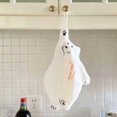 【Mii厝邊】造型擦手巾 可愛鬱金香小熊珊瑚絨擦手巾 可掛式吸水擦手布, 奶白北極熊【可掛式擦手巾】, 1個