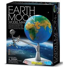 玩具兄妹 4M天文科學系列 3D立體太陽系模型，創意星空地球月亮八大行星，親子益智玩具, 地球與月亮（現貨速寄）