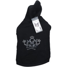 Zack & Zoey 皇冠交叉骨狗連帽衫, 黑色的