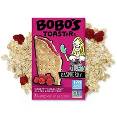 BOBO'S OAT BARS 烤吐司酥皮覆盆子無麩質全穀物, 1個, 187g