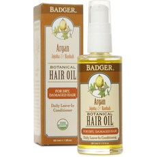 BADGER 摩洛哥堅果荷荷芭護髮油, 1入, 59.1ml