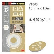 3M 凹凸面用超強雙面膠18mm(V1803), 詳見包裝, 1個