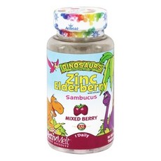 Kal Dinosaurs 孩童鋅&接骨木莓補充錠, 90顆, 1罐
