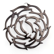 OLD DUTCH INTERNATIONAL 鏡面大麗花隔熱鍋墊 20.3cm, 1個, 黑色