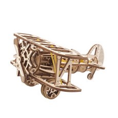 Ugears 雙翼飛機 飆風小飛機 Mini-Biplane 木質模型 益智玩具, 詳見包裝, 1個
