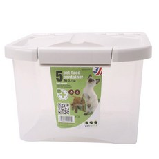 vanness 寵物食品容器飼料儲存盒2.3kg, 1個, 透明+白色