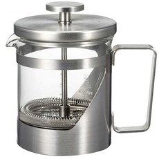 HARIO 胖胖銀濾壓壺 300ml THSV-2-HSV，耐熱玻璃材質，手沖咖啡器具，銀色時尚外觀, 不銹鋼色, 1個