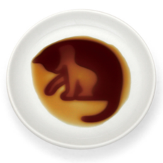 ARTHA 貓咪造型凹凸醬油碟, 1個, 舔腳的貓