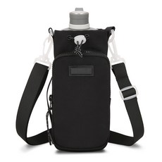 Scandituse 水瓶背帶 輕巧便攜、可調節肩帶、附拉鍊口袋, 黑色, 1個