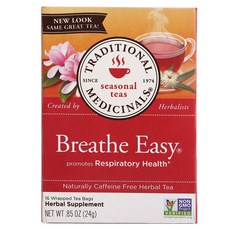 Traditional Medicinal Breathe Easy尤加利薄荷草本茶茶包, 1.5g, 16包, 1盒