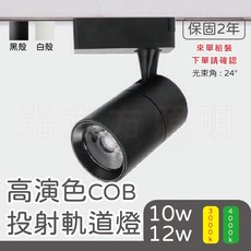 LED COB軌道燈 24度光束角 壓鑄鋁材質, 白色
