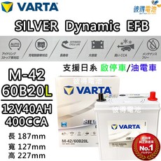 VARTA M-42/60B20L EFB 啟停/油電車電瓶, 1個