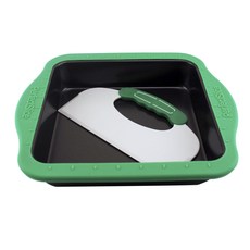 Berghoff 完美切片方形蛋糕盤 帶矽膠套和工具, 1個