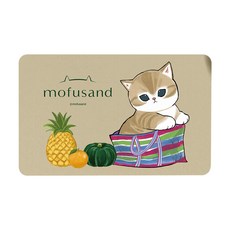 mofusand 軟式珪藻土地墊 雙層科技布防滑吸水浴室踏墊, 貓福珊迪-SE-104