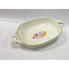 日本製 萬古燒 小花 橘邊 綠邊 （點點）陶瓷焗烤盤 可微波