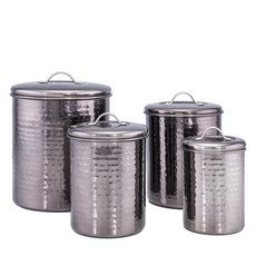 舊荷蘭黑珍珠錘打儲物箱帶新鮮密封蓋 4 件套, 1個