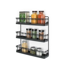SPECTRUM Vintage Spice Rack 3 層壁架, 1個, 黑色的
