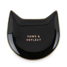 Pinky up Tea Time 陶瓷貓茶盤 for and Reflect, 1個, 黑色的