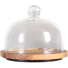 玻璃罩旋轉蛋糕盤, 相思木底盤+蓋（中號/八吋）超取限購一個, 1個