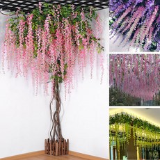 仿真紫藤花串 - 婚禮場地佈置、牆壁裝飾、櫥窗佈置、攝影背景假花, 粉紅色