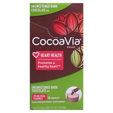 COCOAVIA Heart Health 可可黃烷醇 375mg 無糖黑巧克力混合物, 10包, 6.8g