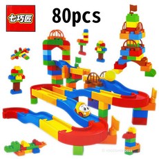 七巧匠 益智軌道積木 兒童大顆粒益智積木 80pcs 立體汽車軌道 玩具禮盒, 一盒入, 1個