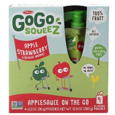 GOGO SQUEEZ 擠壓式水果泥, 蘋果草莓口味, 4包