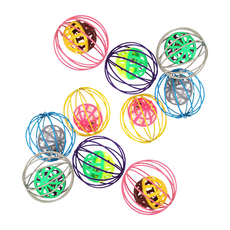 【毛皇上】寵物玩具 囚籠鈴鐺球 籠中鈴鐺球 貓玩具 逗貓球 籠中球 鈴鐺球 玩具球 貓咪玩具 貓抓球【WOWWOW】, 隨機色, 10個