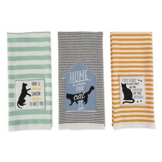 DESIGN IMPORTS 質感印花廚房毛巾, 3片, 貓喵