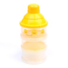 PiYOPiYO 黃色小鴨 3格奶粉分裝收納盒, 1組, 黃色 透明