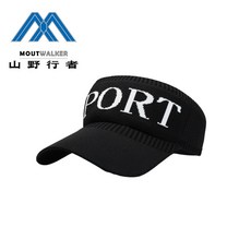 山野行者 MW-9212氣質少女空頂高爾夫帽，透氣遮陽，時尚運動風, 黑