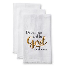 Sullivans Flare Sack Towel Do Your Best 廚房布, 1個, 白色的